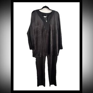 J.JILL Women’s PURE JILL Dark Gray Velour 2-pc Lagenlook Lounging Set Sz 2X NWT